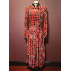 Vintage Plaid Dress - Tartan Red Plaid Dress